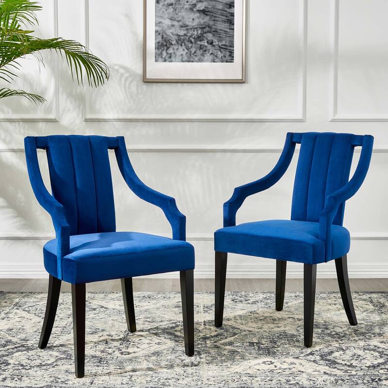Virtue Performance Velvet Dining Chairs - Set of 2 - Navy
