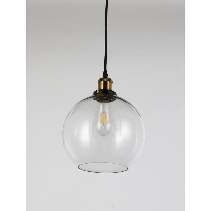 Glass Pendant Light 1-Light Globe Chandelier Modern Farmhouse Ceiling Fixture - 11