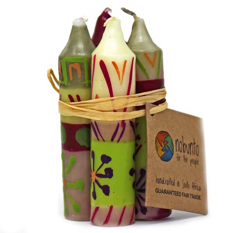 Hand-Painted Unscented 4" Dinner or Shabbat Candles, Set of 4 (South Africa)
