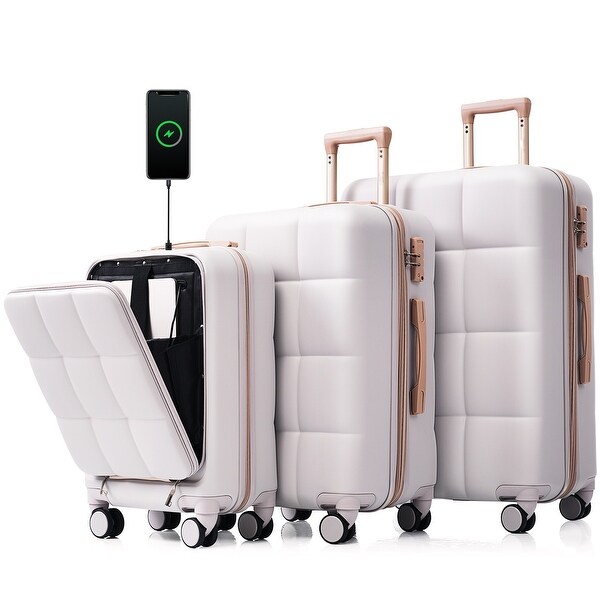 まりか　3セット Merax Suitcases 3 Piece ABS Hardshell Front-Opening Luggage Sets