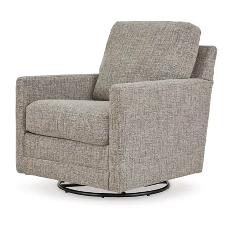 37 Inch Swivel Glider Accent Chair, Soft Cushioned Taupe Gray Polyester