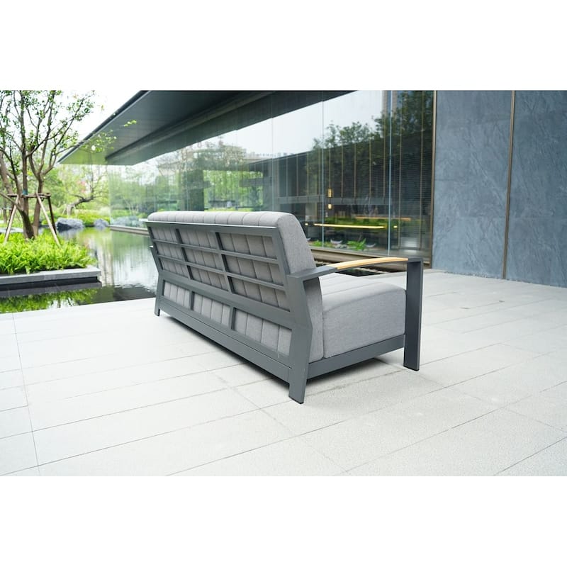 Outdoor Indoor Aluminum Patio Sofa with Coffee Table Collection ,Grey(You can choose one set or a single piece)