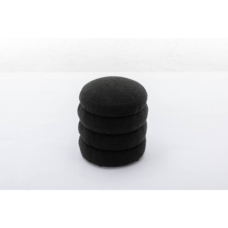 Soft Velvet Round Ottoman Footrest Stool