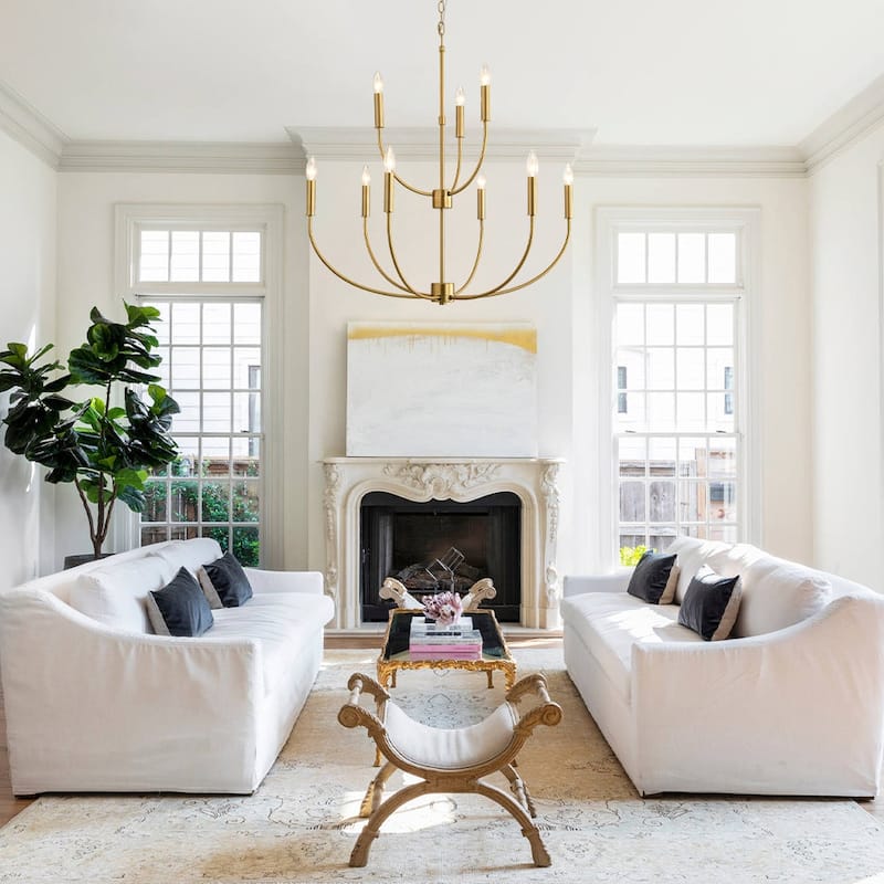 Modern Farmhouse 9-Light Candle Style Tiered Entryway Chandelier - 32.3 in
