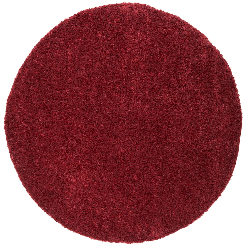 SAFAVIEH August Shag Solid 1.2-inch Thick Area Rug - 3' Round - Burgundy - Round
