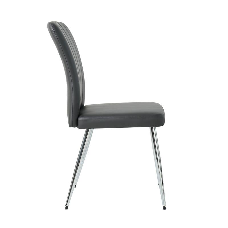 Modern 4 Piece PU Kitchen Dining Chairs with Cushions, Metal Legs, Backrests for Dining Room Kitchen Living Room Bedroom