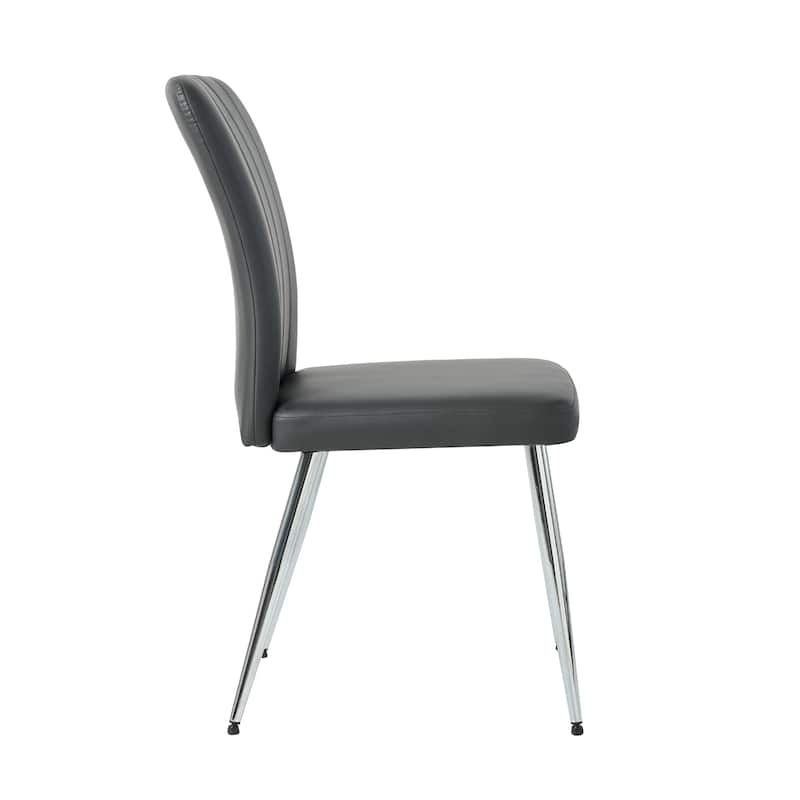 Set of 4 PU Upholstered Dining Chair with Electroplated Metal Legs