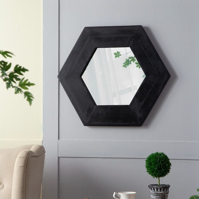 18.5" x 18.5" Hexagon Mirror with Wood Frame