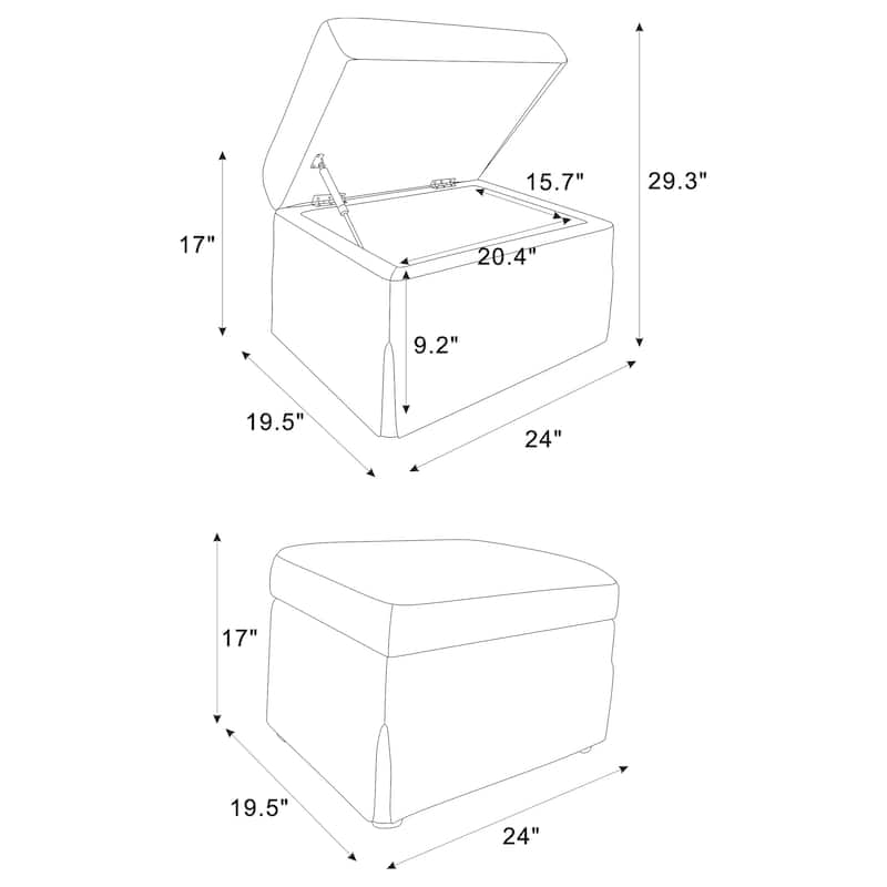 Merced Beige Upholstered Hydraulic Lift Top Storage Ottoman