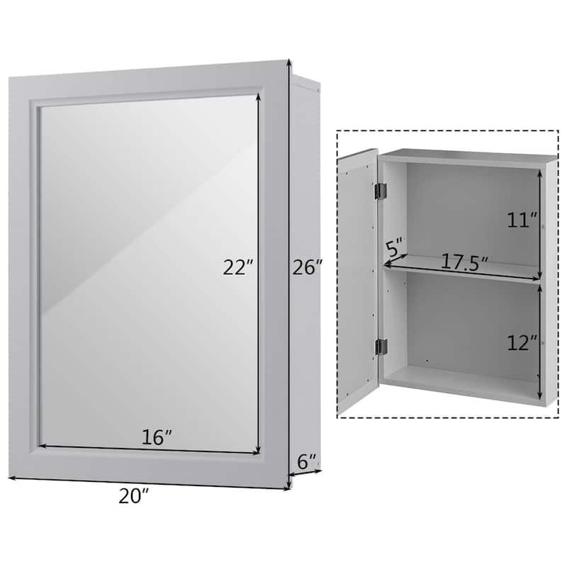 Gymax Mirrored Medicine Cabinet Wall-Mounted Bathroom Storage - See Details