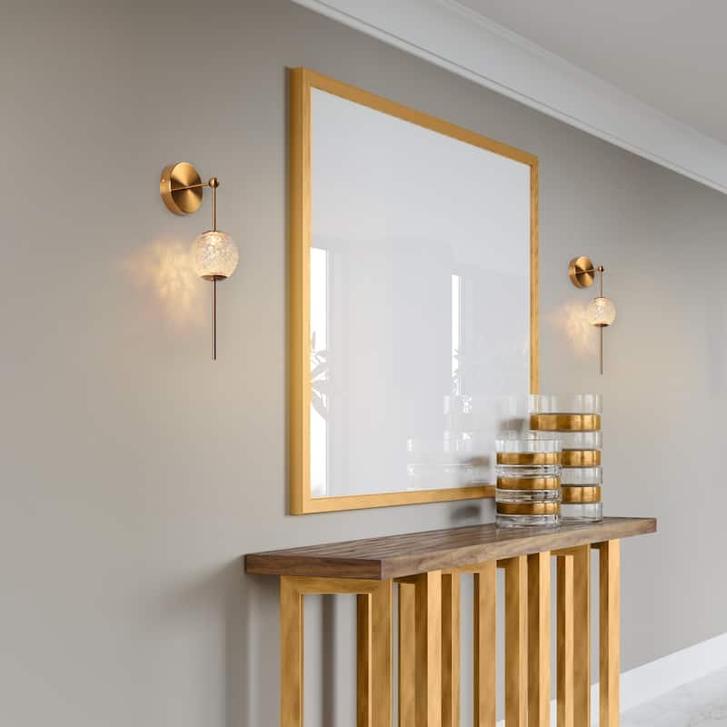 Modern LED 1-Light Gold Wall Sconce Textured Glass Bathroom Vanity Lights - W4.5" x H18"