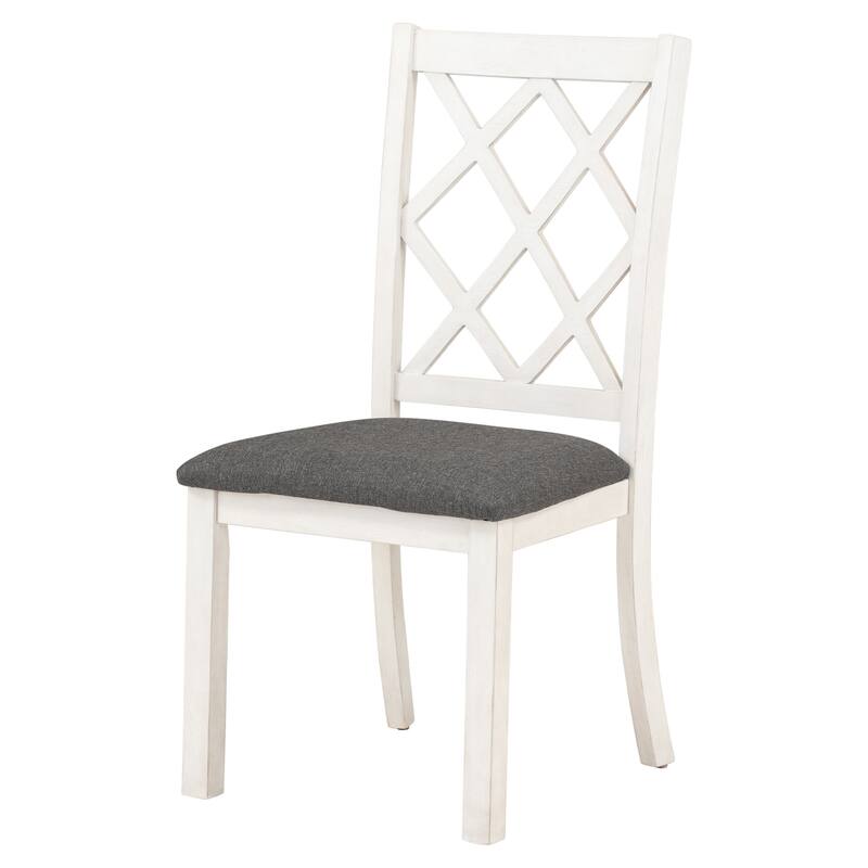 5-Piece Wooden Dining Table Set with Round Table & 4 Upholstered Chairs