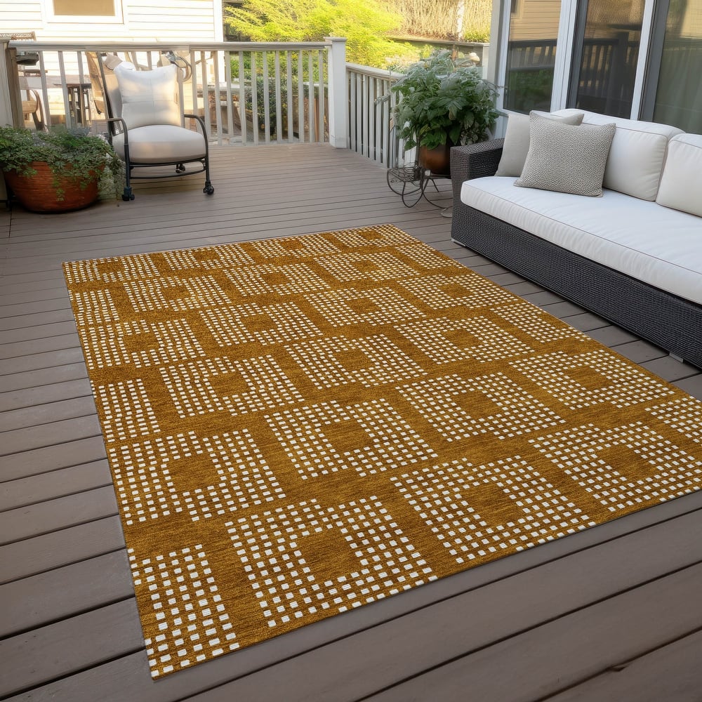 Machine Washable Indoor/ Outdoor Chantille Houndstooth Modern Rug