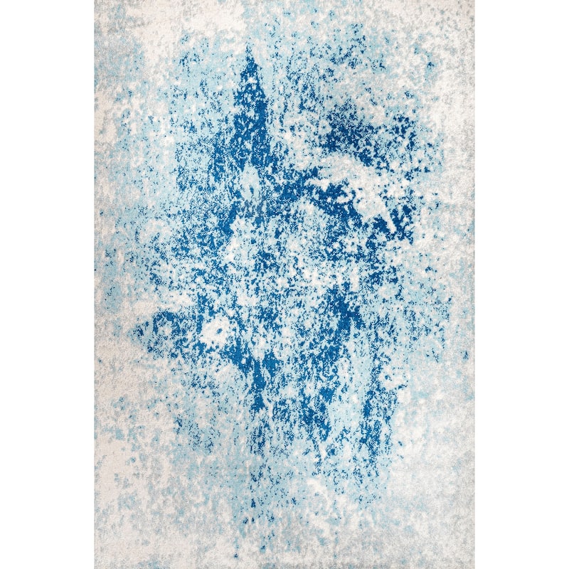 JONATHAN Y Storm Modern Abstract Area Rug - 4 X 6 - Cream/Blue