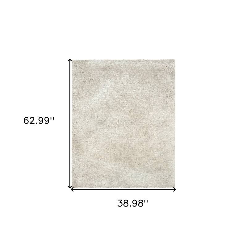 HomeRoots Solid Color Shag Rectangle Area Rug - 62.99 in. x 38.98 in. x 1.60 in.