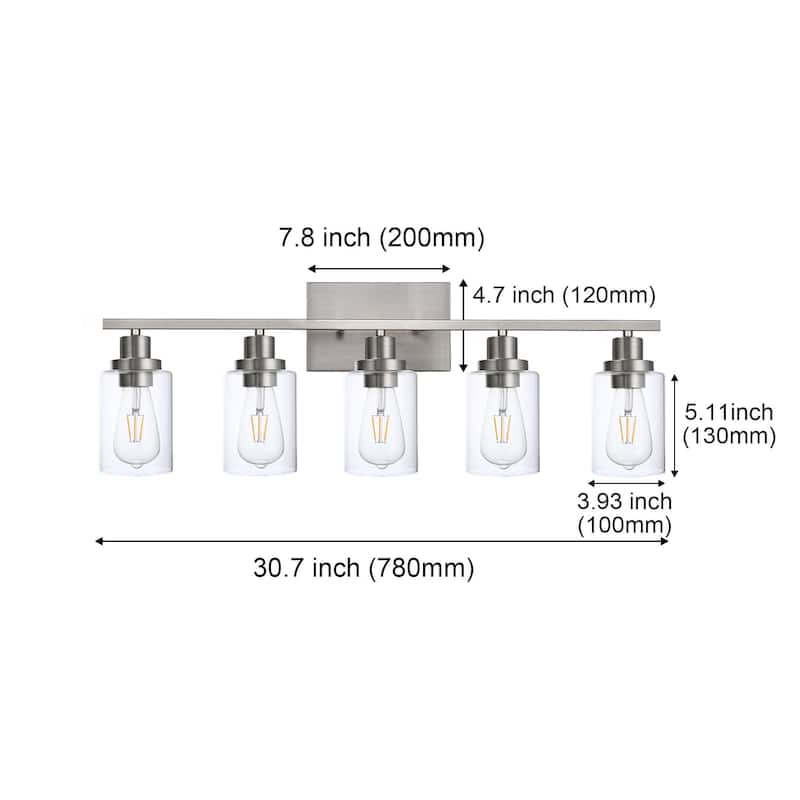 Wall Light Brushed Nickel Bathroom Vanity Lights, E26 Modern Bathroom Light Fixtures with Clear Glass Shade, Wall Lights