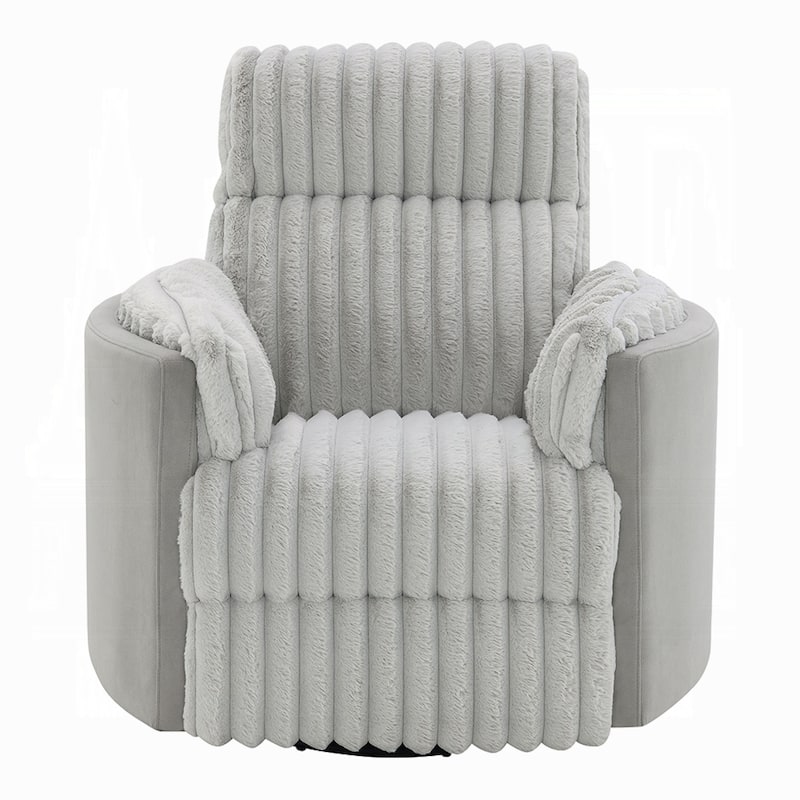 Watsy Manual Glider Recliner Swivel Chair, Modern Gray Corduroy