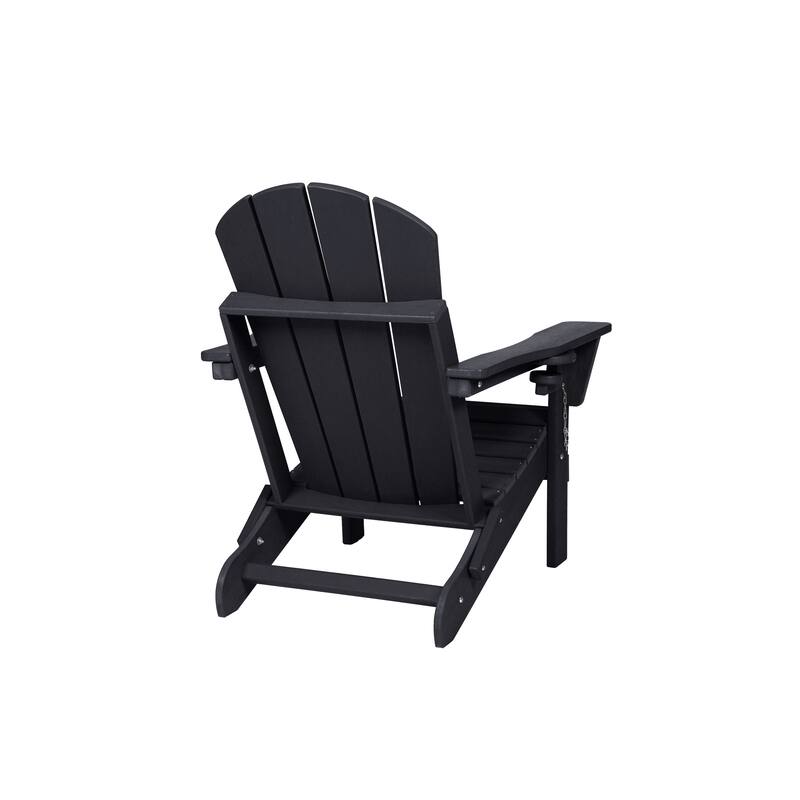 Adirondack Chair Set with Side Table, Folding Adirondack Chairs with Cup Holder, Outdoor Lounge Chairs, 3-Piece