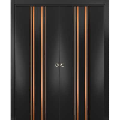 Double Bi-fold Doors Planum 1010 Matte Black with Sturdy Tracks