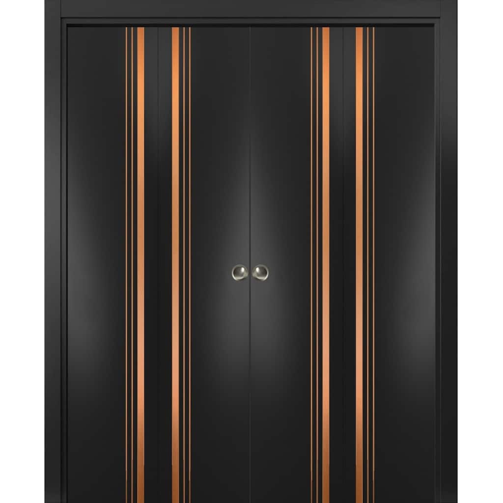 Double Bi-fold Doors Planum 1010 Matte Black with Sturdy Tracks