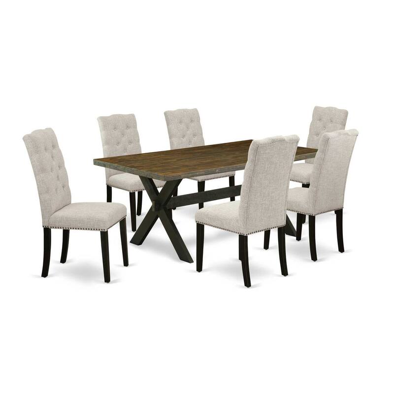 Coastal Cottage 7-Piece Dining Set - Solid Wood Table & 6 Parsons Chairs - 72