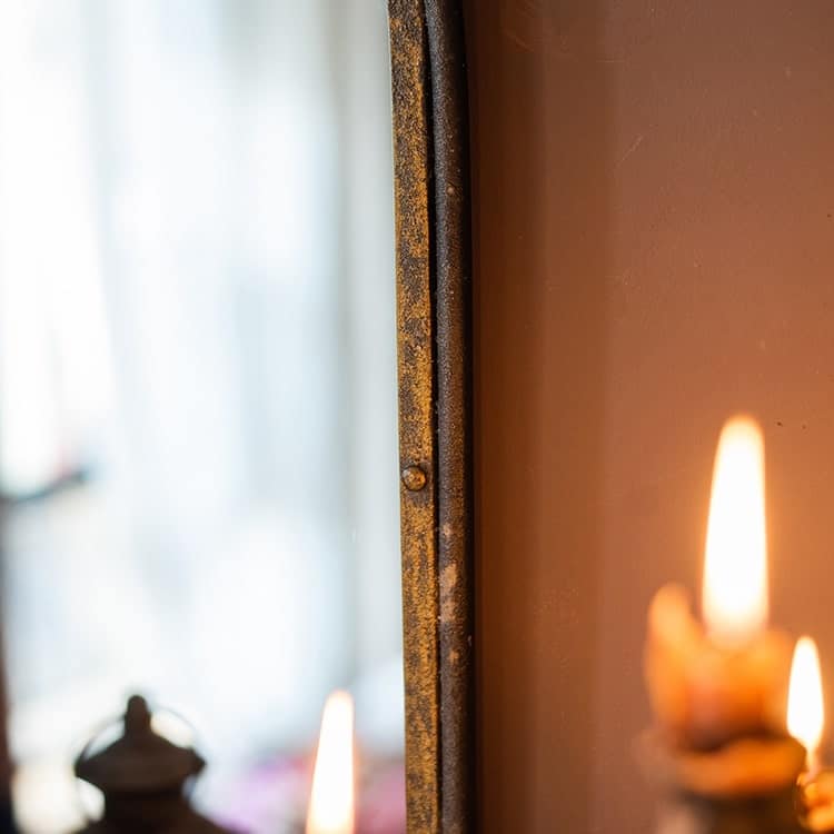 RusticReach Antique Style Dark Iron Mirror - Gold