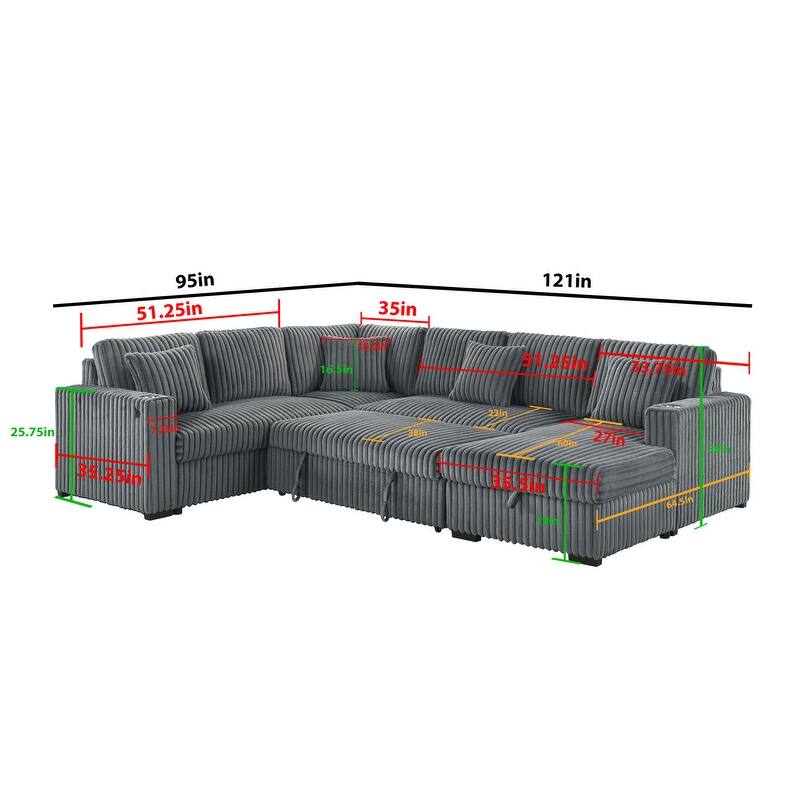 Best Quality Furniture 3-Piece Sectional with Storage Chaise