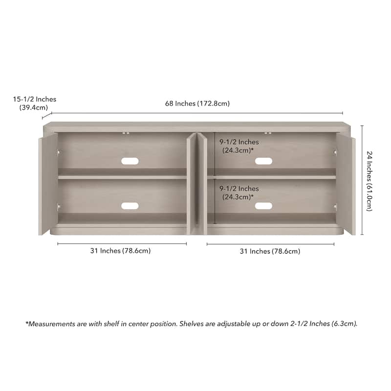 Easton Rectangular Fluted TV Stand for TV's up to 75" - 68" Wide