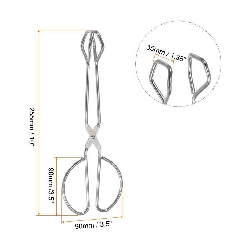 Stainless Steel Scissor Tongs 10" Barbecue Grilling Tongs - Silver