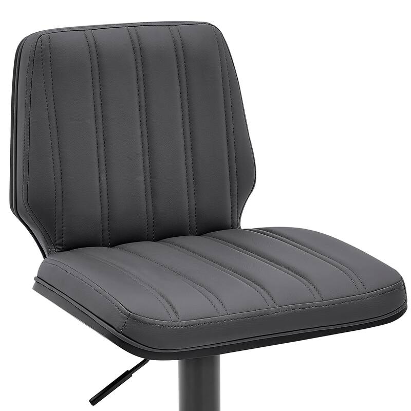 Sabine Black or Walnut Wood and Faux Leather Adjustable Height Bar Stool