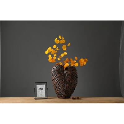 Philo Leaf Brown Textured Polyresin Vase