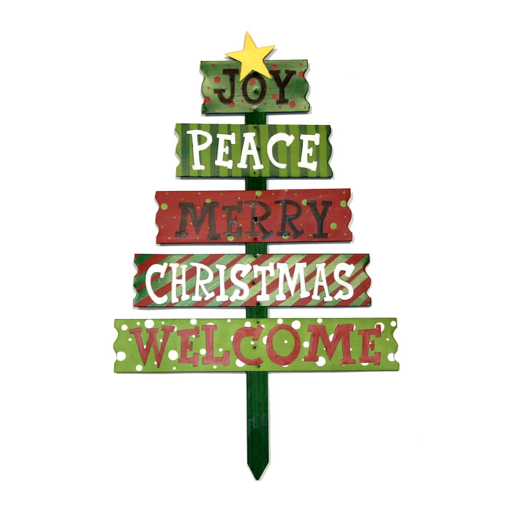 20" Christmas Tree & Sign Garden Stake - Multicolor