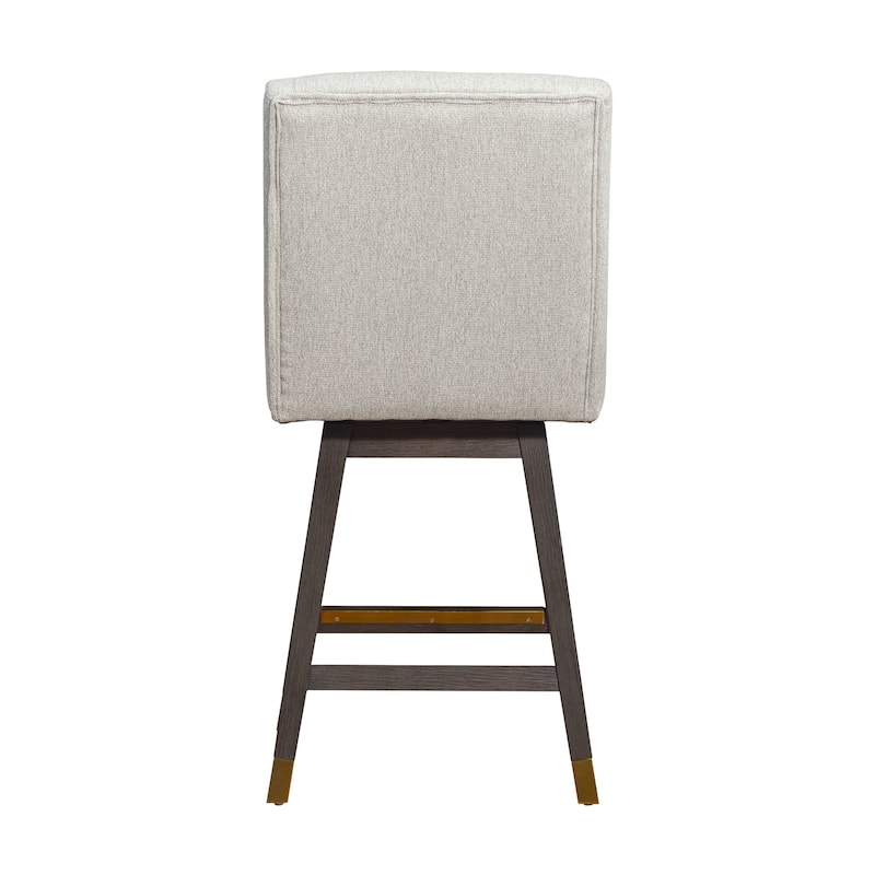 Stancoste Wingback Swivel Bar or Counter Stool with Wood Legs