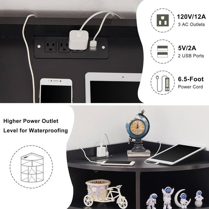 3-Tier Corner Cabinet with USB Outlet