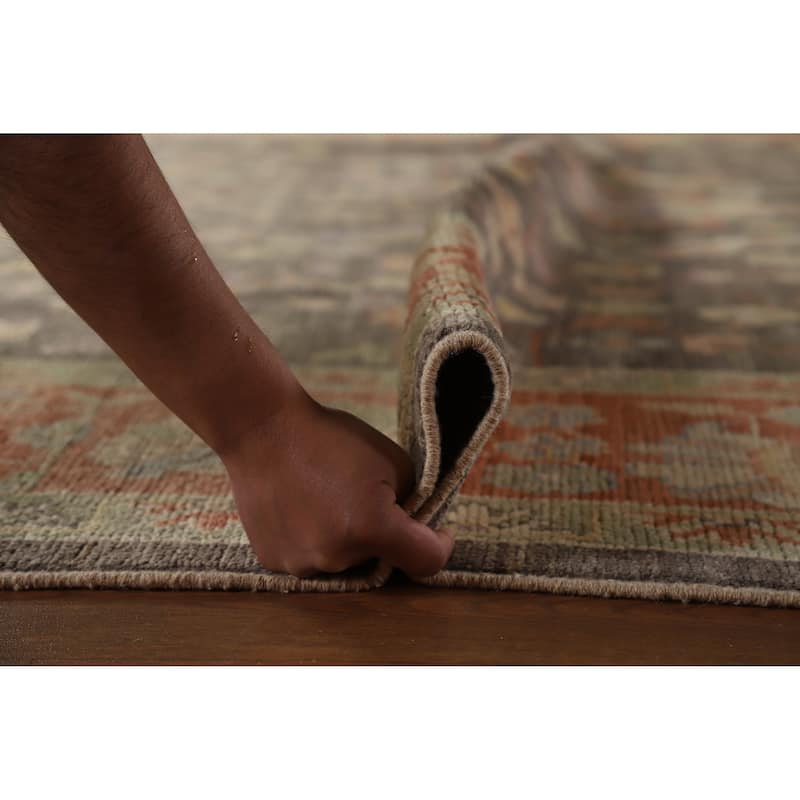 Hand Knotted Oriental 100% Wool Carpet Transitional All-Over Greys & Charcoal Oushak Area Rug - 12' 3'' X 9' 4''