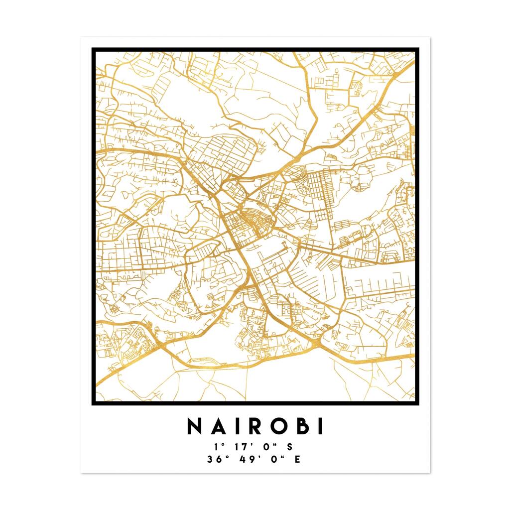 Nairobi Kenya Nairobi Street Map Maps Minimal Urban Art Print/Poster