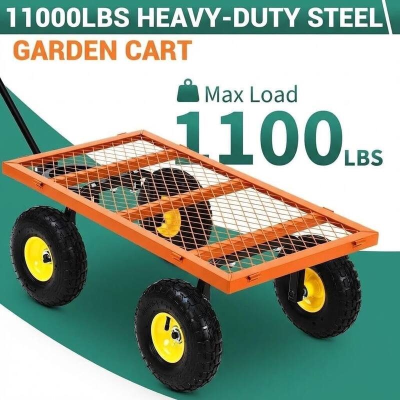 1100 Lbs Capacity Garden Wagon Carts on Wheels for Outdoor, Farm, Yard, Beach