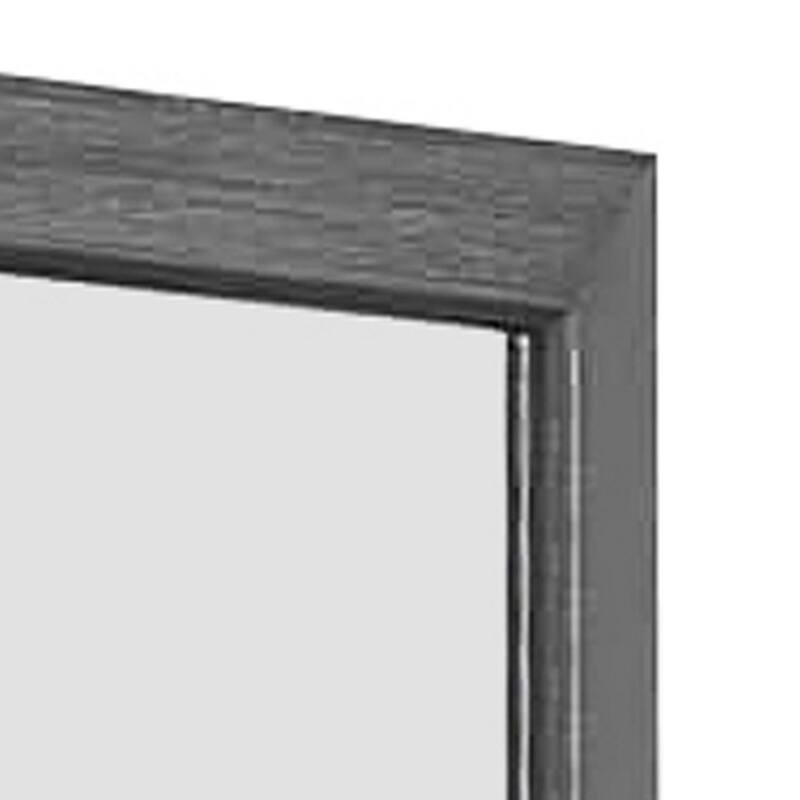 Transitional Style Wooden Frame Mirror with Grain Details, Gray