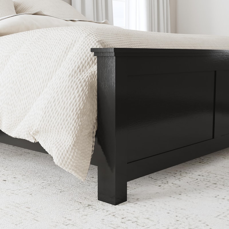Oak Park 2 Piece Black Wood Queen Bed and Nightstand Set by Homestyles