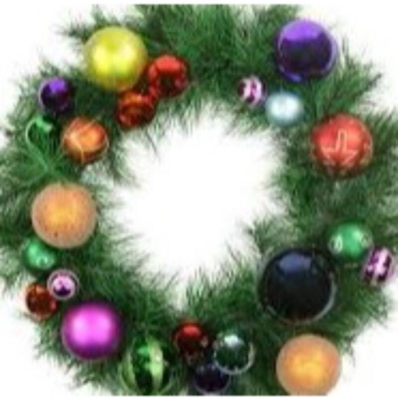 Multi Colored Ornaments Artificial Pine Christmas Wreath 24 Inch Unlit