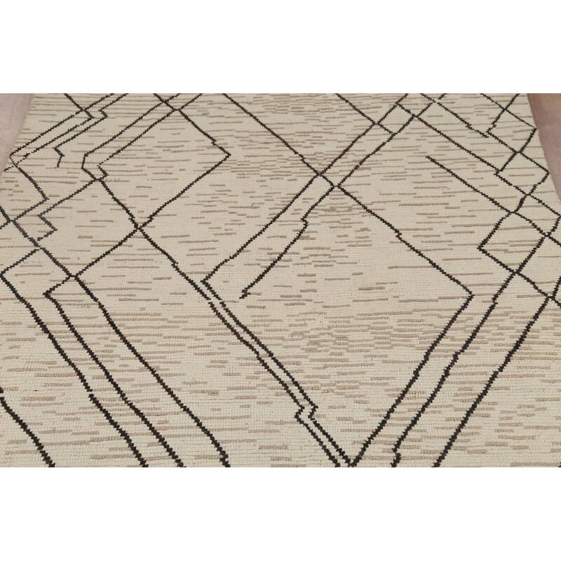 Earth Tone Moroccan Rug Hand-Knotted Wool Carpet - 7'0"x 10'9"