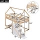 preview thumbnail 4 of 6, Twin Over Twin House Loft or Bunk Bed with Slide and Staircase, Wood Bunk Bed Frame with Roof, for Kids, Girls, Boys, Natural