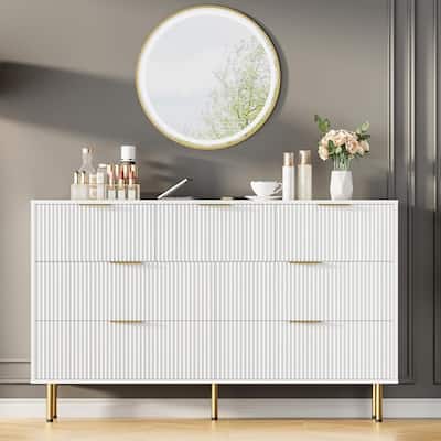 Fluted Chest 7 Drawers Dresser for Bedroom Closet Living Room Hallway