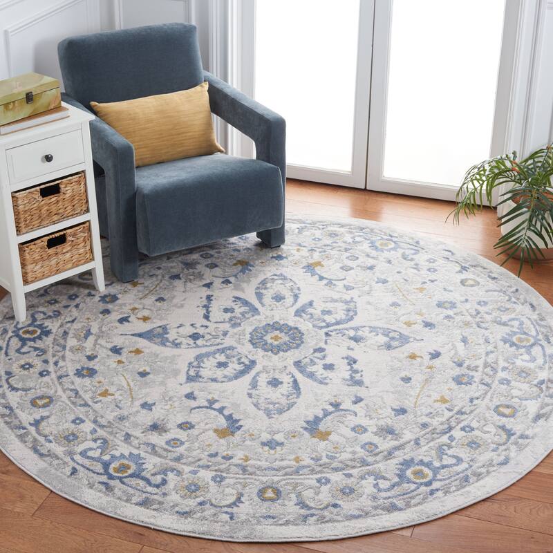 SAFAVIEH Palma Bea Oriental Rug - 6'7" Round - Beige/Light Blue