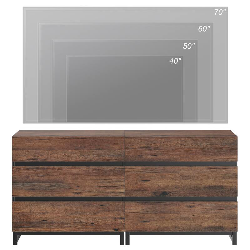 WAMPAT Modern TV Stand with Drawers and Metal Base