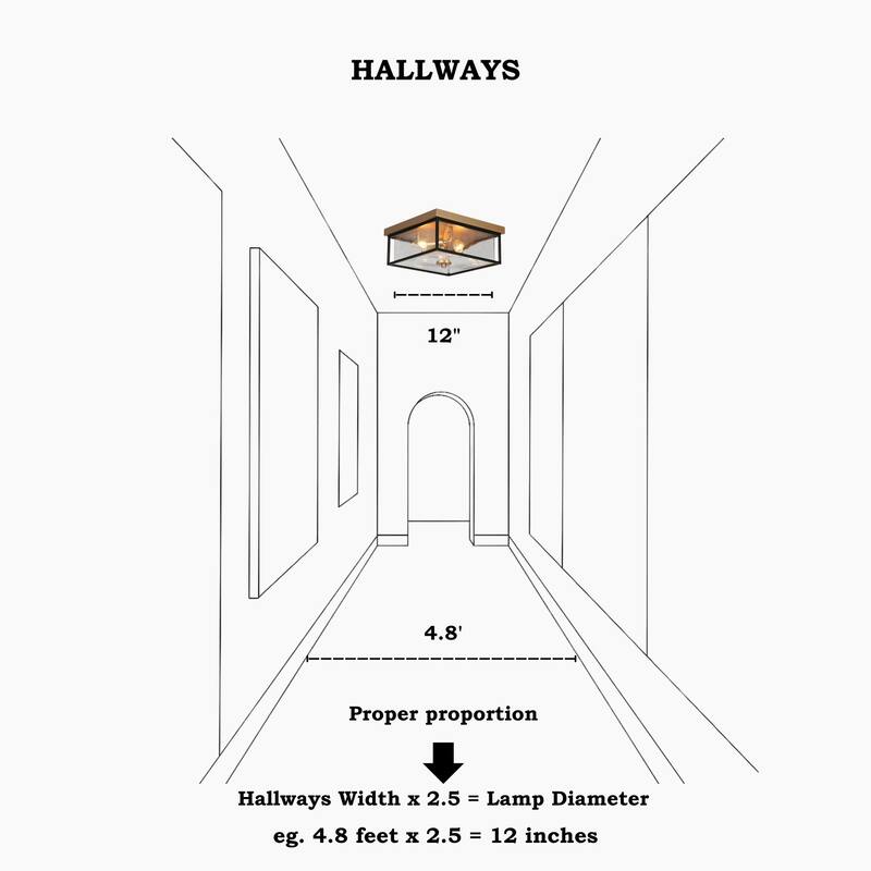 3-Light Modern Black Gold Square Flush Mount Ceiling Light with glass shade - 12" L x 12" W x 6" H