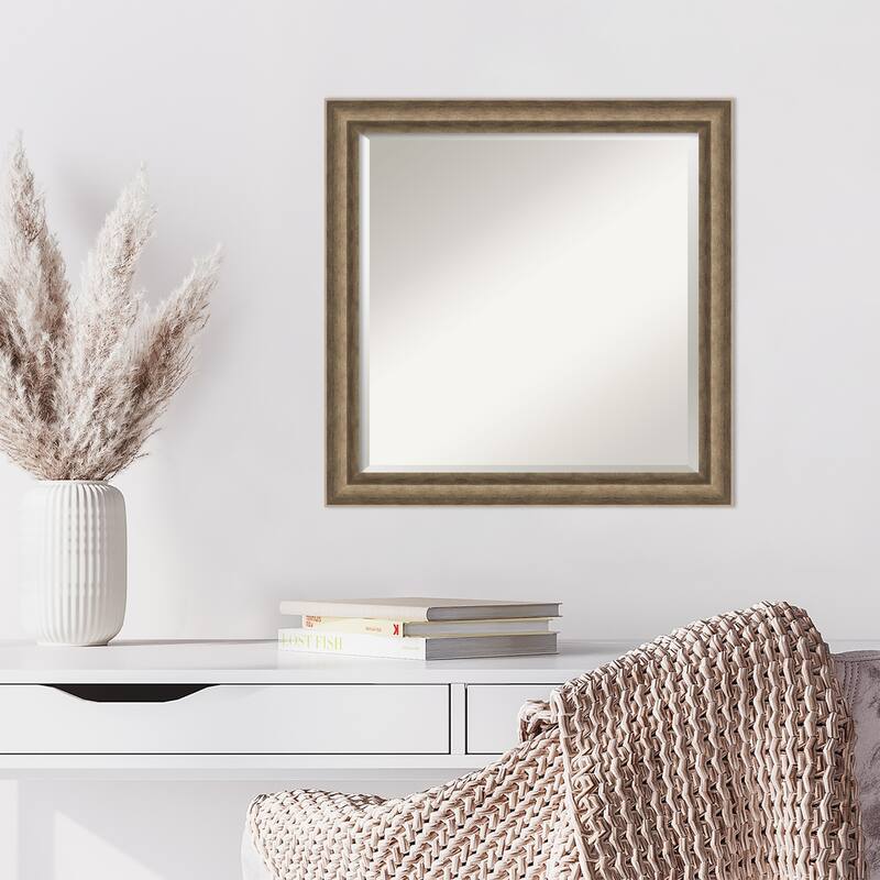 Angled Beveled Wood Framed Wall Mirror
