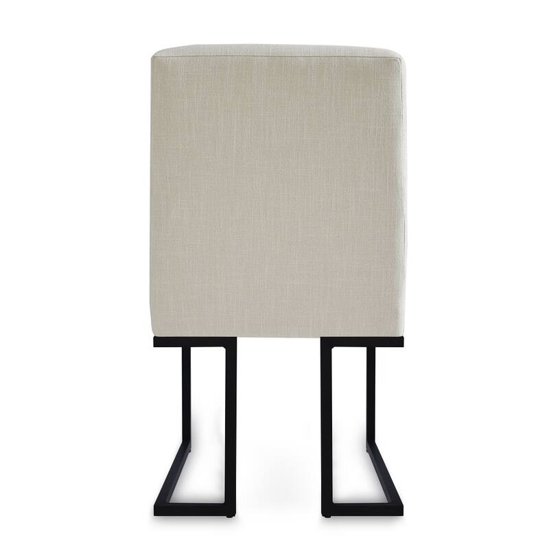 Chenille Upholstered Dining Chair with Black Metal Legs