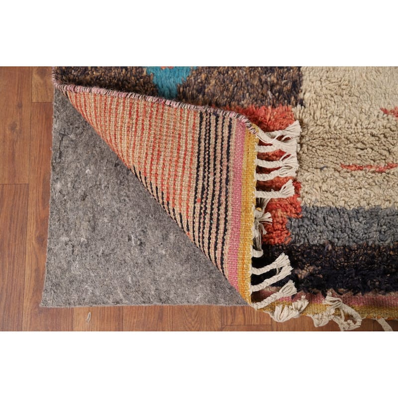 Geometric Plush Moroccan Area Rug Hand-Knotted Wool Carpet - 8'2" x 10'7"