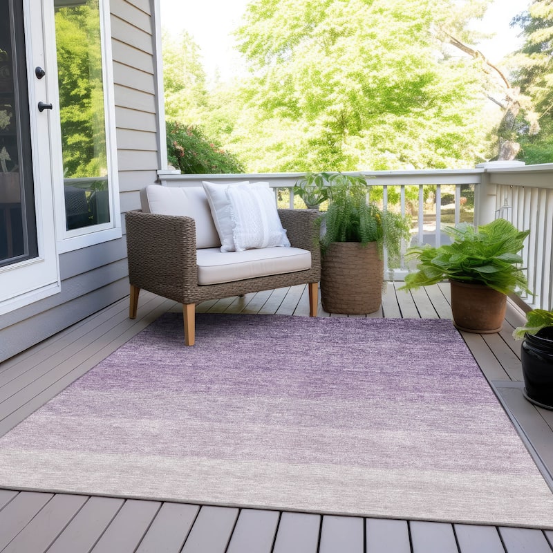 Machine Washable Indoor/ Outdoor Chantille Ombre Solid Rug - Purple - 9' x 12'
